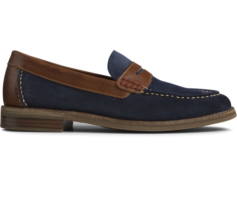 Sperry Topsfield Penny Loafers - Men's Loafers - Navy/Brown [IF9270643] Sperry Ireland